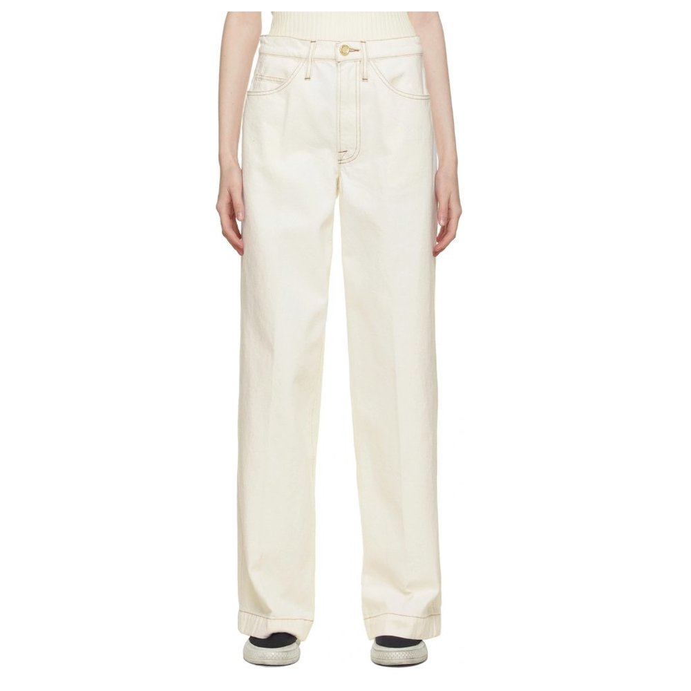 Frame Denim Le Pixie Italian Wide Leg Denim Jeans in Blanc, size 25 petite